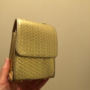 Vintage Gold mini crossbody bag with metal feet